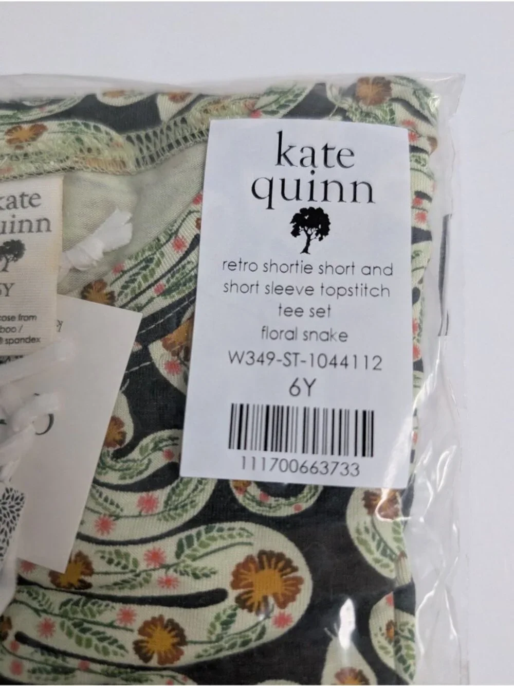 Kate Quinn Bamboo 6Y Floral Snake Retro Shorts Set